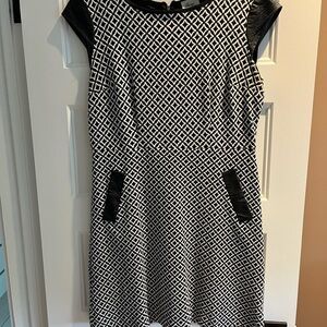 Beige by eci Black and White Sheath Mini Dress with Peter Pan Collar